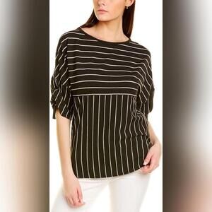 NWOT Max Studio Textured Knit 3/4 Ruched Long Sleeves Crew Neck Loose Top, XL